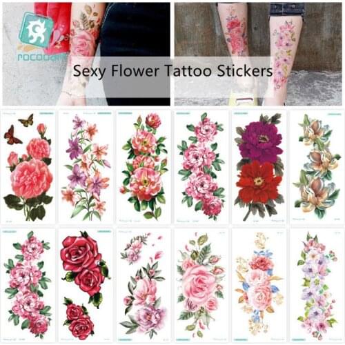 Fashion Sexy Flower Design Waterproof Water Transfer Temporary Tattoo Sticker For Women Arm Body Art Fake Tattoos