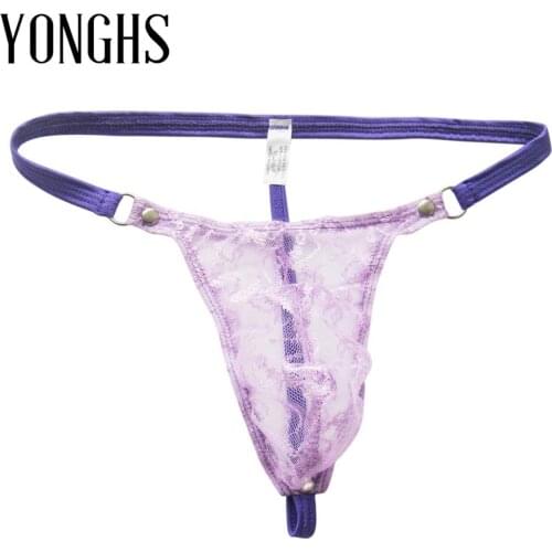 Mens Sexy Thong Underwear for Sex Mesh Lace G-string Lingerie Briefs T-back Thong Hot Sexy Panties Erotic Male Gay Underwear