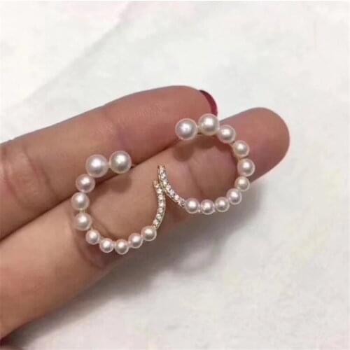 New natural freshwater cultured pearls Tibetan silver good quality pearl 3-6MM earrings wholesale