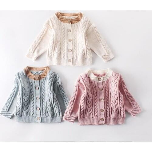 Autumn Baby Clothes New Sweater Knitted Twisted Jacket For Boys Girls And Children Toddler Infant Cardigans Tops
