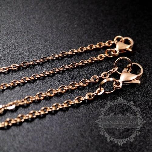 Oval simple rose gold color stainless steel necklace chain supplies 1329002