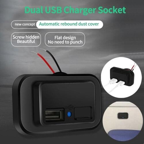Dual USB Charger Socket 3.1A 12V-24V Cigarette Lighter Power Adapter Outlet Dustproof for Motorcycle Truck ATV Boat Car RV Bus