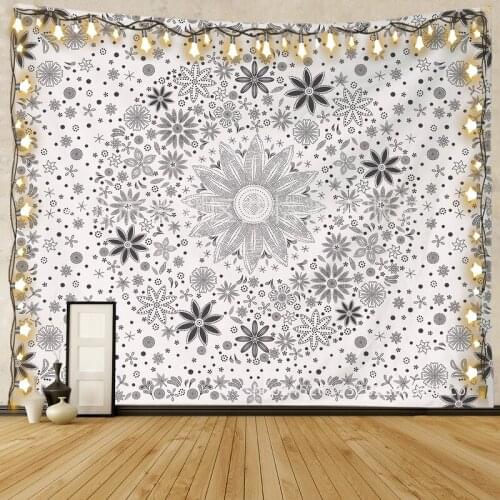 Silver Gray Sun Landscape Tapestry Vintage Exotic Summer Plant Nature Frame for Bedroom Photography Wall Decor