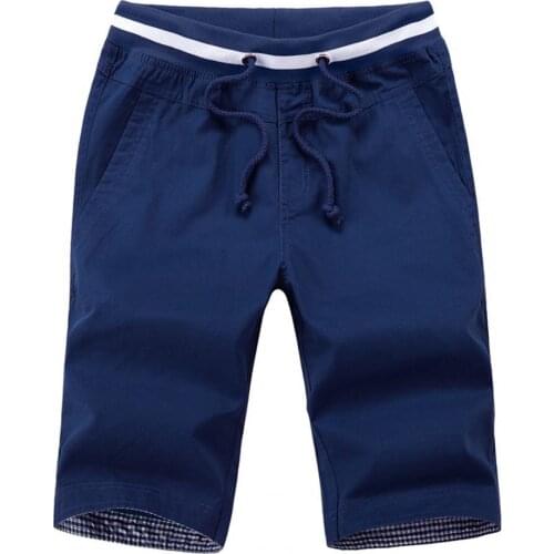 Men Casual Shorts Solid Color Drawstring Summer Male Shorts Thin Multi Pockets Daily Wear Knee Length Beach Shorts шорты мужские