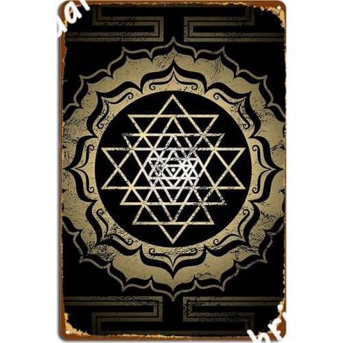 Shri Yantra Lotus Buddhism Yoga Metal Plaque Poster Cinema Garage Cinema Vintage Garage Decoration Tin Sign Poster