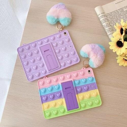 Case for Samsung Galaxy Tab S6 Lite 10.4'' 2020 SM-P610 P615 Kids Relive Stress Fidget Toys Bubble Silicone Tablet Cover Straps