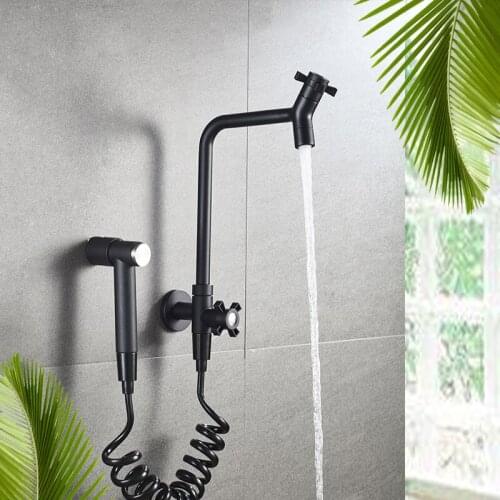 Toilet Bidet Faucets Black Wall Mounted Bibcock Corner Valve Handheld Hygienic Shower Head Wash Car Pet Sprayer Airbrush Taps