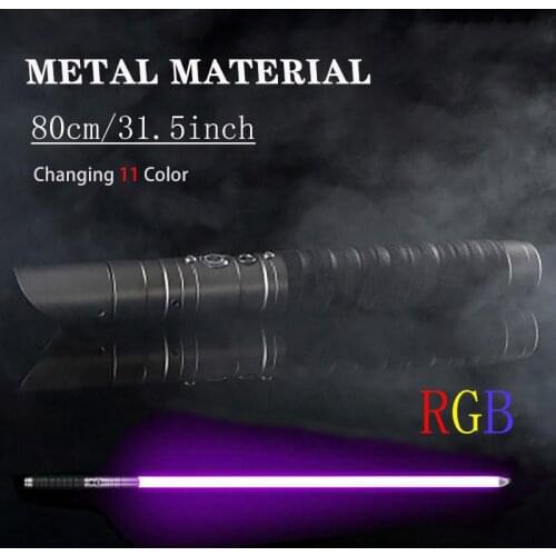80cm RGB Lightsaber Changing 11 Color Metal Handle Force Heavy Dueling LED Luminous Cosplay Outdoor Wars Knife Laser Sword Toy