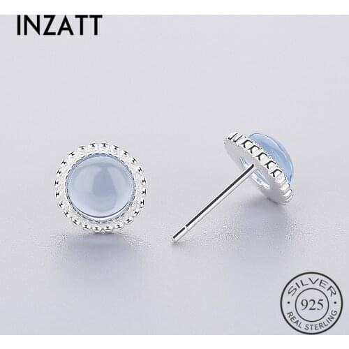 INZATT Minimalist glass Stud Earrings Creative Real 925 Sterling Silver Women Birthday Fine Jewelry Accessories Gift