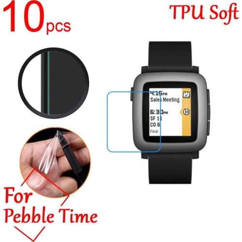 10pcs Ultra Clear TPU Soft Explosion-proof LCD Screen Protector Film cover For Pebble Time Round Steec Film (Not Tempered glass)