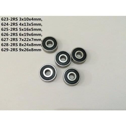 2-10pcs 623-2RS 624-2RS 625-2RS 626-2RS 627-2RS 628-2RS 629-2RS Rubber Sealed Bearing Deep Groove Ball Bearings