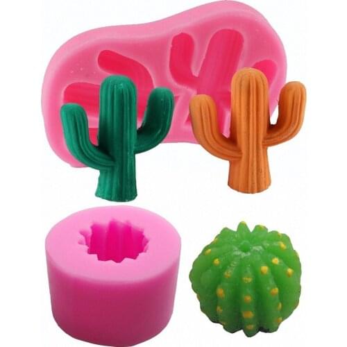 2pcs/set Cactus Silicone Molds Set Facemile Cacti Mold for Fondant, Gum Paste, Chocolate, Candy, Candle, Polymer Clay