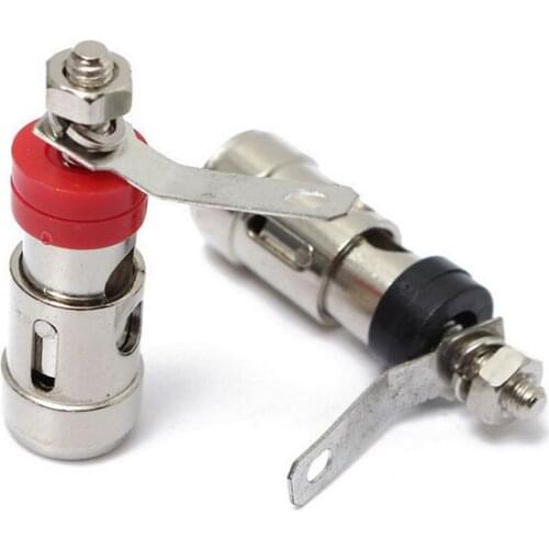 2PCS One Red And One Black 40mm Long Push-Type Pop-Up Speaker Amplifier Terminal Self-Locking Fast Socket Copper Nickel