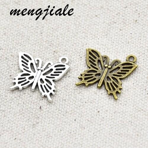 15PCS alloy Silver tone charms Butterfly Charm for fashion jewelry