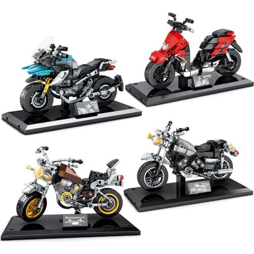 250pcs+ Classic Bricks Car Technic Motorcycle Compatible MOTO Car Creator Expert Building Blocks City Toys For Boys
