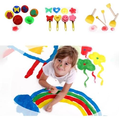 29Pcs Kid Paint Brush Oil Brushes Non Toxic DIY Graffiti Drawing Toy Sponge Seal Painting Tools Art School Supplies For Artist