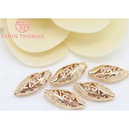 6PCS 6.5x17MM 24K Champagne Gold Color Plated Brass Prismatic Spacer Beads Bracelet Beads High Quality Jewelry Accessories