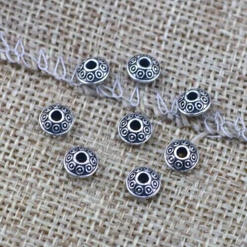 50 Pieces6*6mm Mixed Alloy Antique Silver Color Equisite Beads Charms Keychain Bracelet Pendant Accessory For DIY Jewelry Making