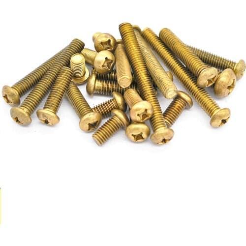 50Pcs M2 Thread Length 4/5/6/8/10/12mm Pitch 0.4 Phillips Pan Head Brass Cross Recessed Machine Screws