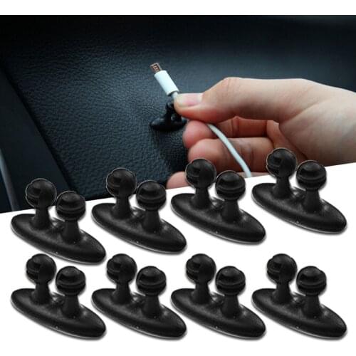 8pcs Stick-on Dashboard Car Wire Cord Clip Cable Clamp Holder Line Fixer Organize Headphone Charge USB Cable