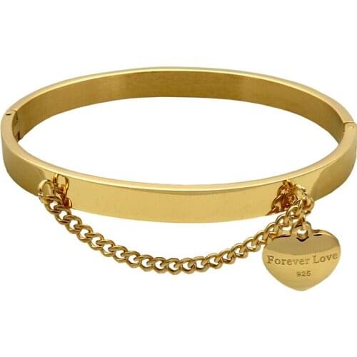 Color Stainless Steel Peach Heart Bracelet Buckle Open Titanium Stainless Steel Bangle Jewelry