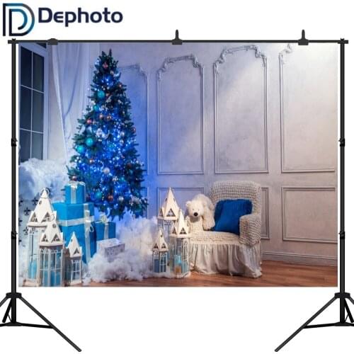 Dephoto New Year Christmas Tree Interior Scenery Baby Photography Backgrounds Custom Photographic Backdrops For Photo Studio
