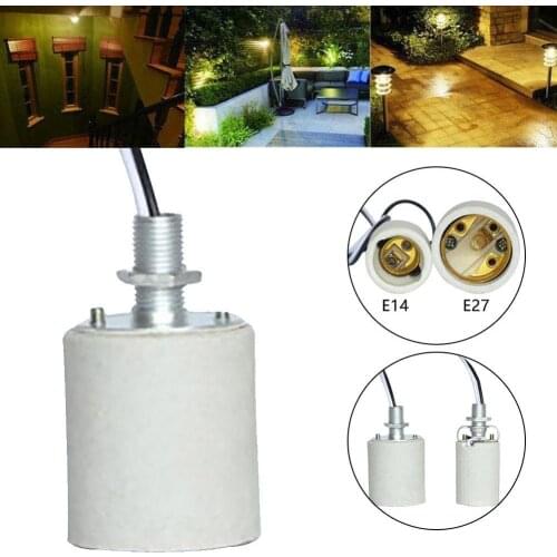Lamp Holder Base Ceramic Screw Durable Round Home Use Socket E27 E14 Adapter With Cable Heat Resistant For Bulb Easy Install
