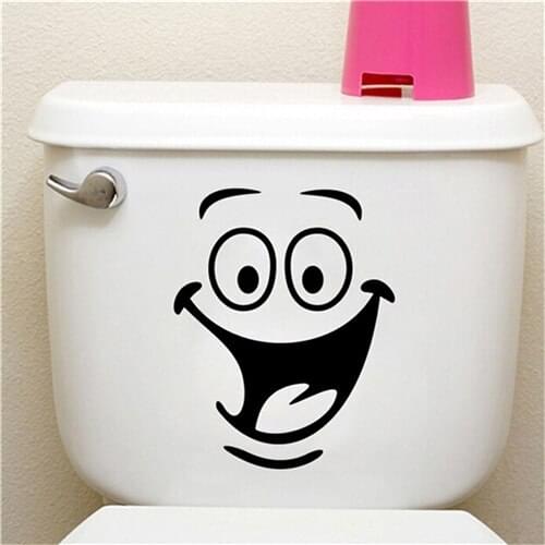 DIY Home Decor Smile Face Pattern Toilet Seat Cover Bathroom Wall Stickers Removable Wall Decals For Toilet Decorative Sticker