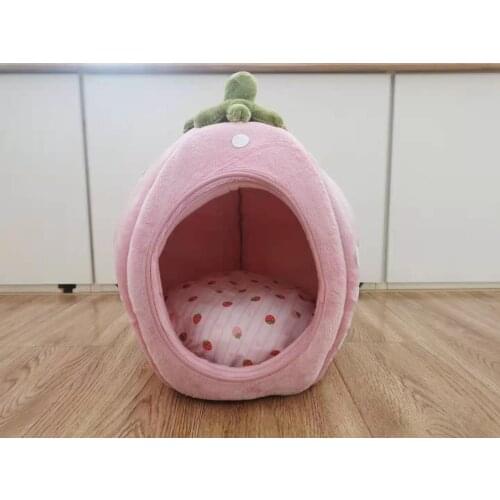 Pet Cat Dog Bed House Strawberry Super Soft Cat Nesk Cave For Kitten Hut Cat Basket Tent Kennel Sleep Bag Bed Puppy Home Cute 5
