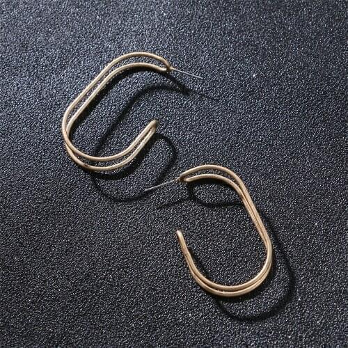 ELEGANCE11 2020 Trendy Big Earrings Gold Geometric Folding Earring Punk Statement Jewelry Wholesale Gift for Girls