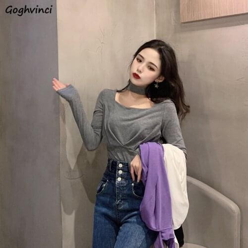 Long Sleeve T-shirts Women Solid Simple All Match Popular Slim O-neck Design Harajuku Korean Style Leisure Preppy Cozy Ins Chic