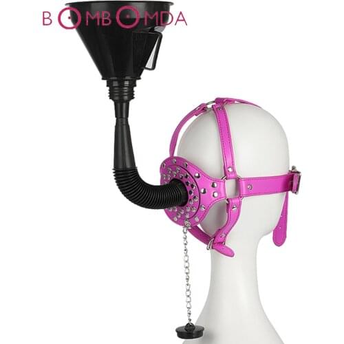 BDSM Bondage Sex Toys for Couples Funnel Strap Mouth Gag Leather Black Sex Toys For Women Oral Fixation Muzzle Ring Adult Games