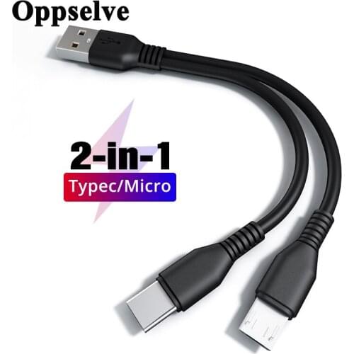 2 In 1 USB To Micro USB Type C Cable For Huawei Xiaomi Samsung Meizu Android Cell Phone USB C Cable PVC Charging Data Wire Cord