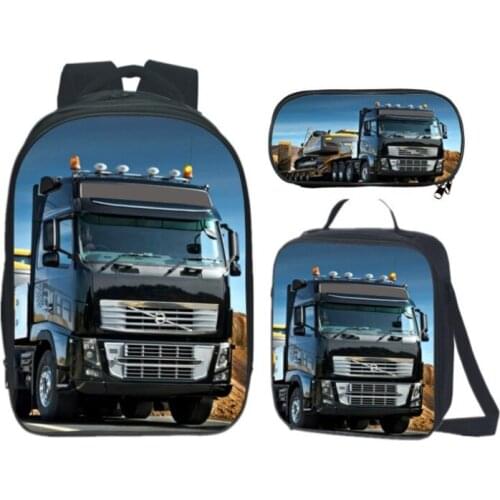 Cartoon Car Print School Backpack Sets for Teen Boys Girls Backpack Primary Student Bookbags Women Casual Rucksack