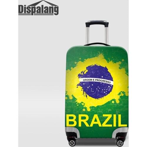Cool Brazil National Flag Prints Luggage Protective Cover 18-32 inch Elastic Waterproof Travel Suitcase Cover Travel Accessories