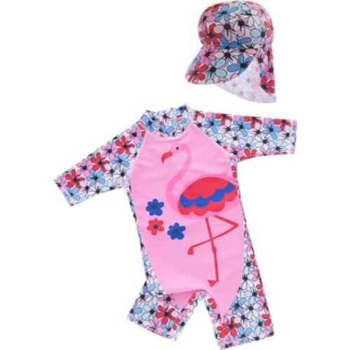 Baby Girl Swimwear Top Quality Sunscreen Children Swimsuit Cartoon Baby Swimwear Flamingo Pattern Little Swimwear Kids Beachwear