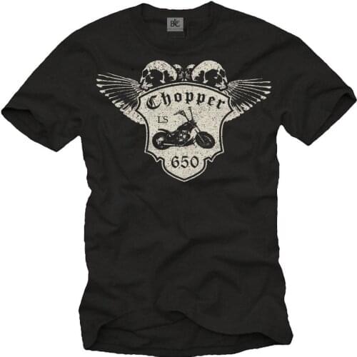 2019 Hot sale Fashion T shirt VINTAGE BIKER MENS SHIRT WITH LS 650 CHOPPER - SHORT SLEEVE MOTORCYCLE SKULL TEE Tee shirt