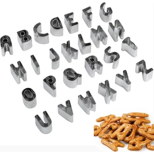 LINSBAYWU 26 Letter Design DIY Cookie Cutter Mould Stainless Steel Biscuit Molds Pastry Confectionery Cake Decorating Tools