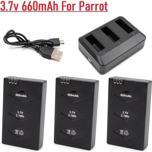 3.7V 660mAh 20C Lipo Battery and Charger for Parrot Mini Drone 3.7V BATTERY for Parrot Jumping Sumo Swing Mambo Rolling Spider