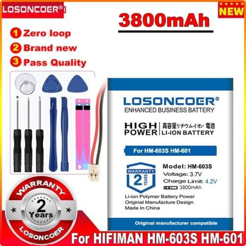 LOSONCOER 3800mAh HM-603S Latest Production Battery For HIFIMAN HM-603S HM-601 SLIM HM-602 Batteries+Quick Arrive 755560