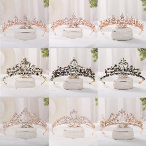 Trendy Crystal Princess Crown Handmade Wedding Tiara Bridal Diadem Party Tiaras Wedding Hair Accessories Bridal Hair Jewelry