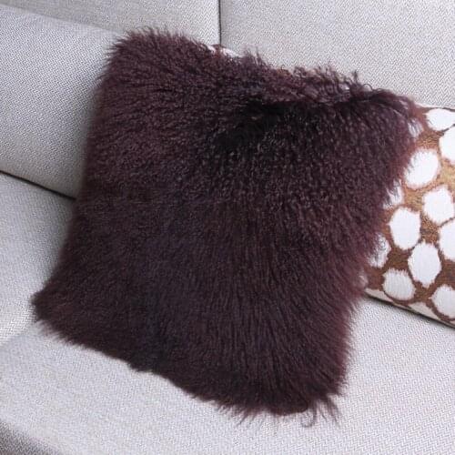 MS.Softex Natural Fur Pillow Case Real Fur Cushion Cover High Quality Natural Lamb Fur Pillowcover Mongolian Lamb Fur Cushion