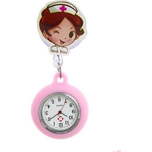 Cartoon Lovely Cute Medical Box Nurse Doctor Women Ladies Silicone Pocket Watches Hospital Stretchable Badge Gift Pocket Watch