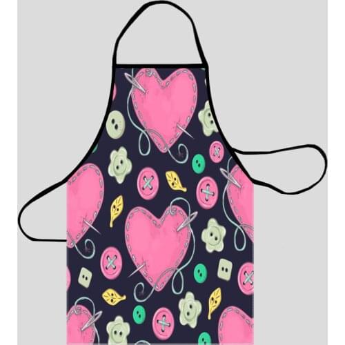 New Arrival Button Pattern Apron Kitchen Aprons For Women Oxford Fabric Cleaning Pinafore Home Cooking Accessories Apron