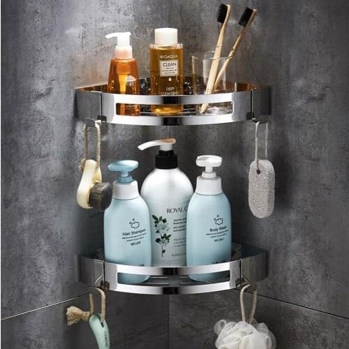 New Stainless Steel Bathroom Tripod, Simple and Perforated Free Toilet Rack, Stylish Double Wall Hanging Storage Rack