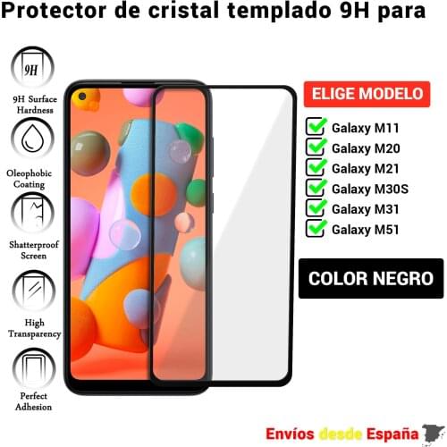 3D full screen Protector for Samsung Galaxy M11 M20 M21 M30S M31 M51. Black tempered glass for movil. Choose model