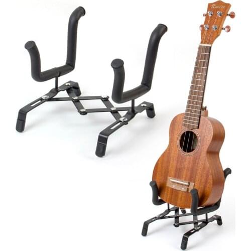 Kmise Ukulele Violin Stand Holder Portable Foldable for Soprano Concert Tenor Ukelele 4/4 3/4 2/4 1/4 Violin Metal Black