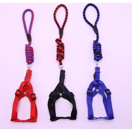 Dog Chain Harness Braided Traction Round Rope Leash Pet Dog Harness Leash Set for Large Medium Small Dog Pet Supplies