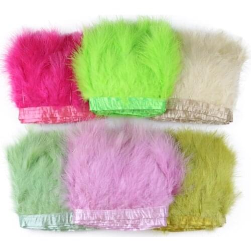 2Meters Dyed Turkey Feathers Trim Fringe DIY Sewing Dress Accessory Carnival Clothes Decoration Plumes Ribbon For Crafts 15-20CM