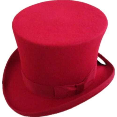 15cm(5.89inch) 3 Color Steampunk Hat Wool Fedoras Top Hat Victorian Male Millinery Traditional Magic Magician Caps